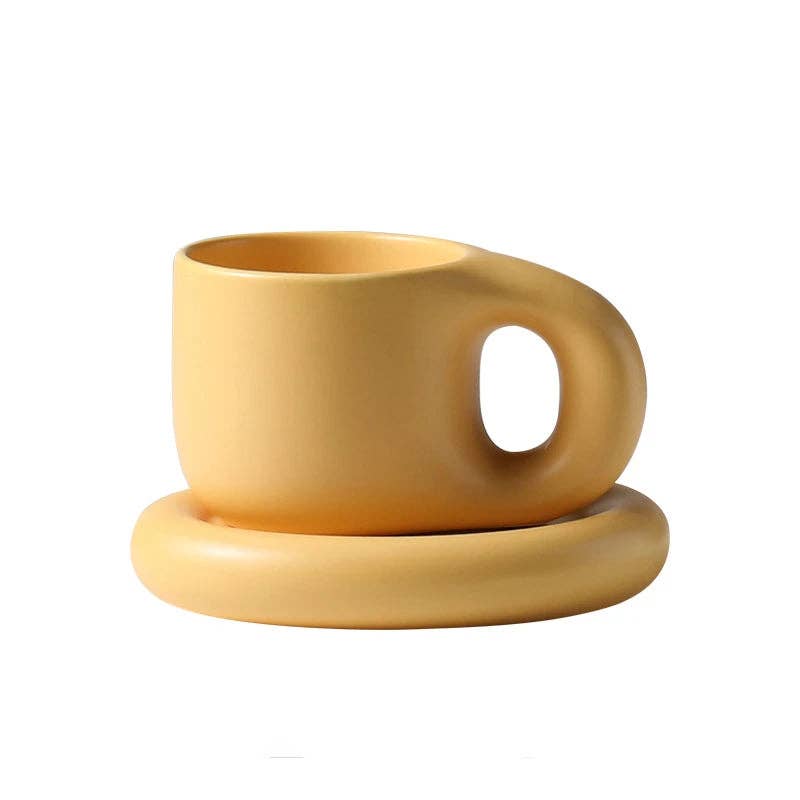 Ceramic Pastel Mug & Saucer Set