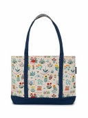Books &amp; Blooms Large Zippered Tote