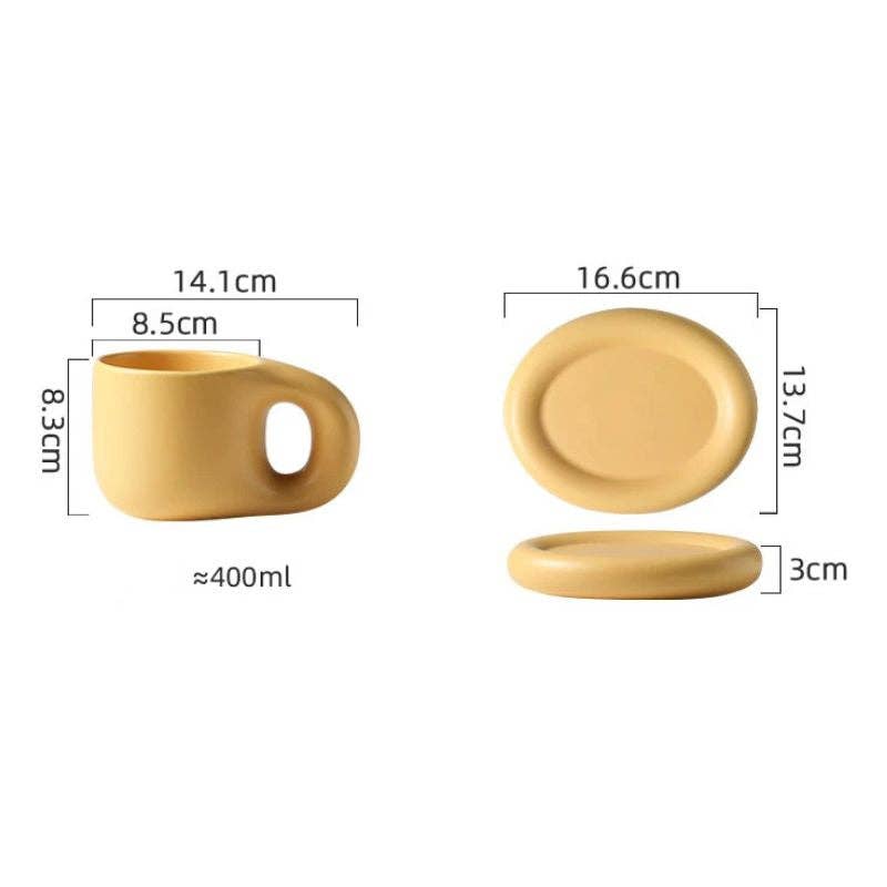 Ceramic Pastel Mug & Saucer Set
