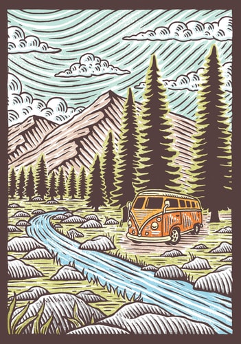 Great Outdoors Flexi Journal (blank Lined Notebook of Natural Landscapes, Illustrated Journal That Celebrates Nature).