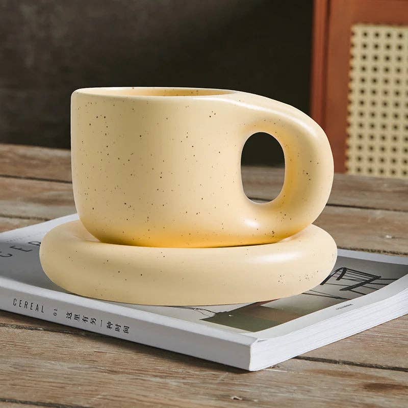 Ceramic Pastel Mug & Saucer Set