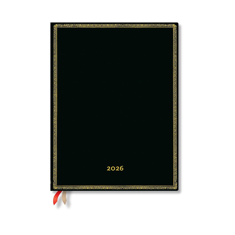 Paperblanks | 2026 Black Edition | Old Leather Collection | 12-Month Planner Flexis | Ultra | Day-at-a-Time | Elastic Band | 432 Pg | 80 GSM cover image