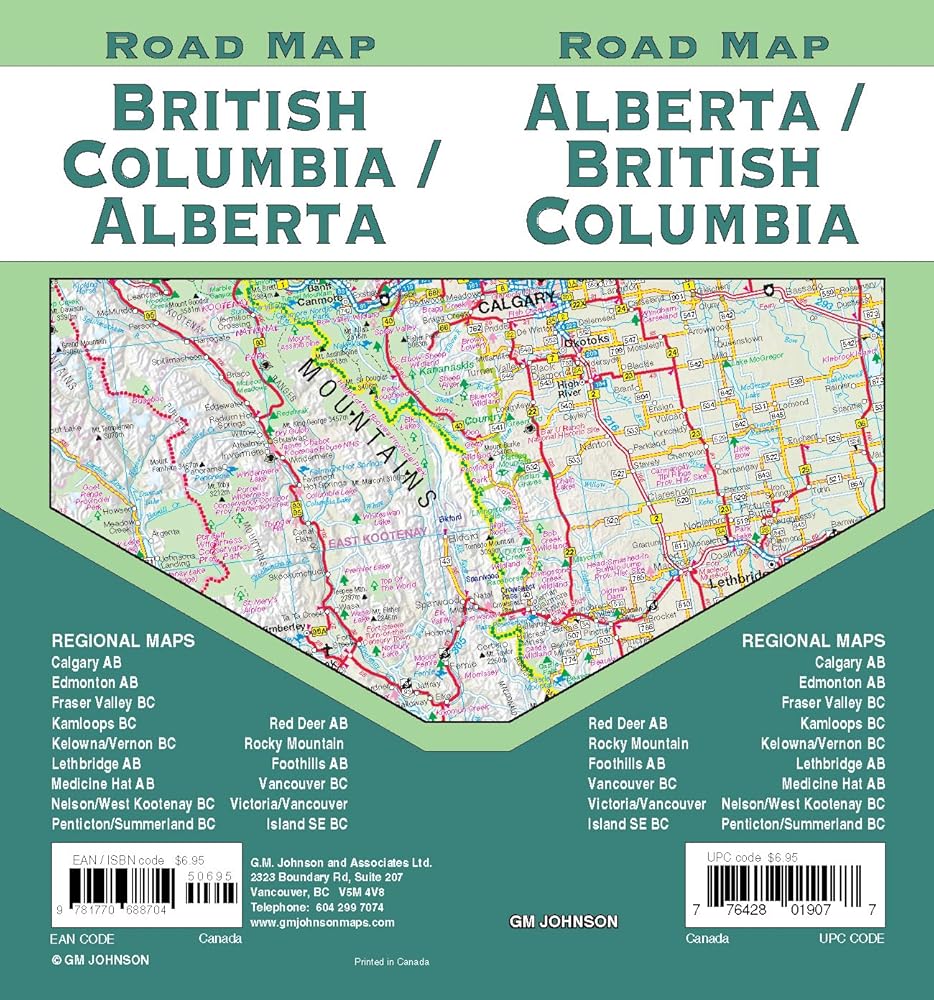 Alberta / British Columbia, Canada Road Map cover image