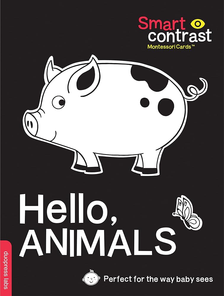 SmartContrast Montessori Cards(TM): Hello, Animals: 20 durable double-sided high-contrast cards with 3 levels of development. cover image