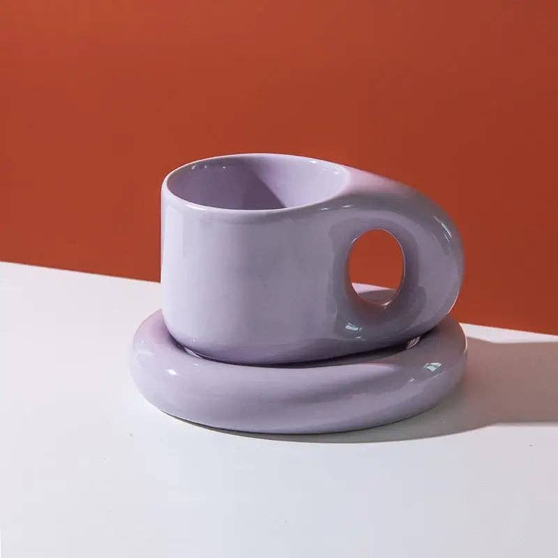Ceramic Pastel Mug & Saucer Set