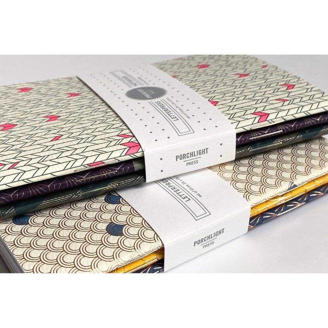 Set of 3 Pocket Letterpress Notebooks - Graphic Foil