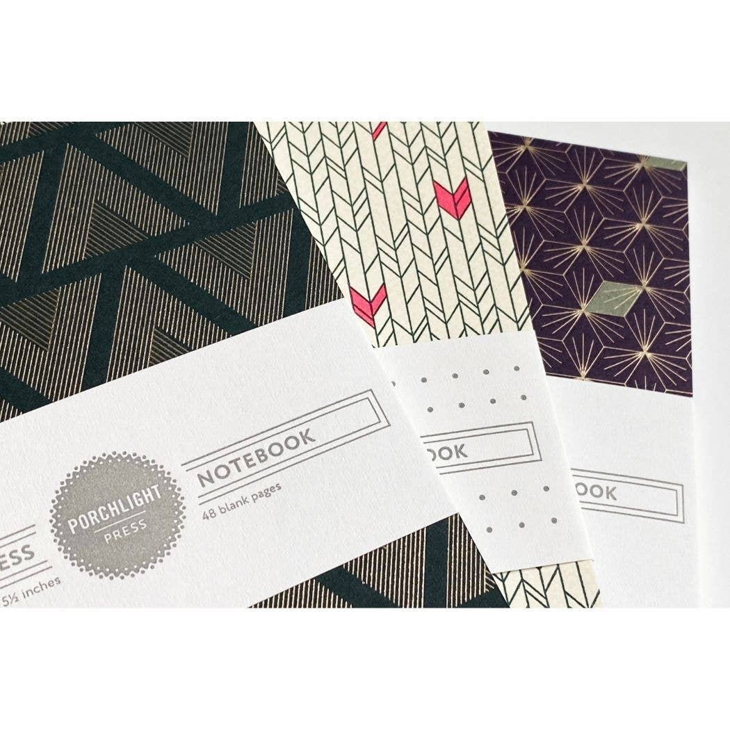 Set of 3 Pocket Letterpress Notebooks - Graphic Foil