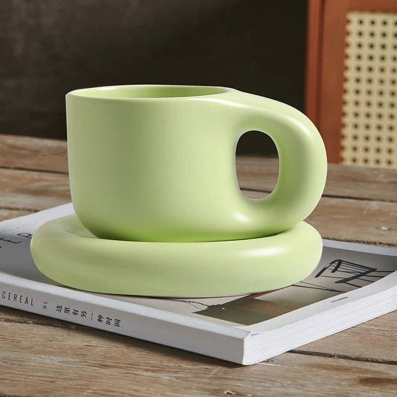 Ceramic Pastel Mug & Saucer Set