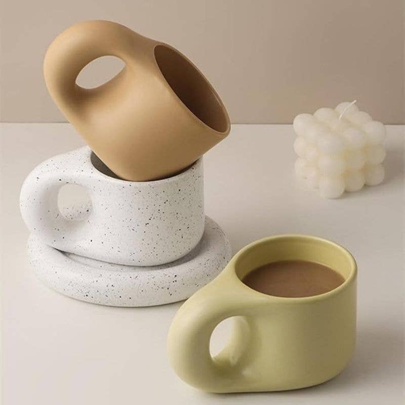 Ceramic Pastel Mug & Saucer Set