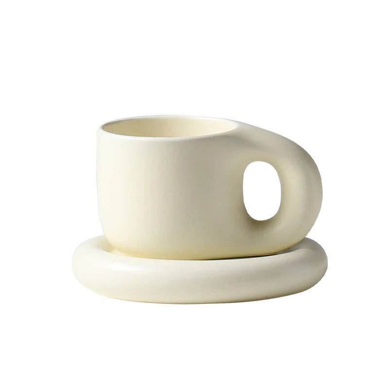 Ceramic Pastel Mug & Saucer Set