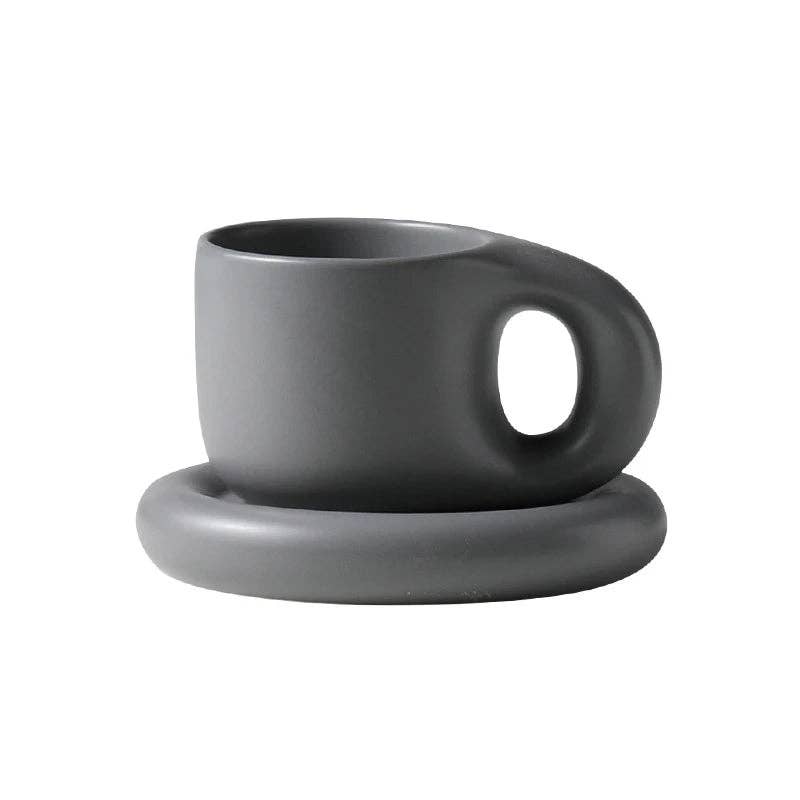 Ceramic Pastel Mug & Saucer Set