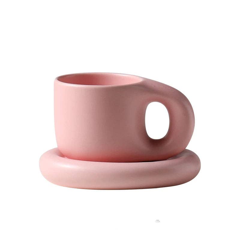 Ceramic Pastel Mug & Saucer Set